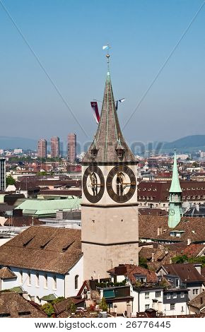 Vista la donwtown di Zurigo (Svizzera, 2009)