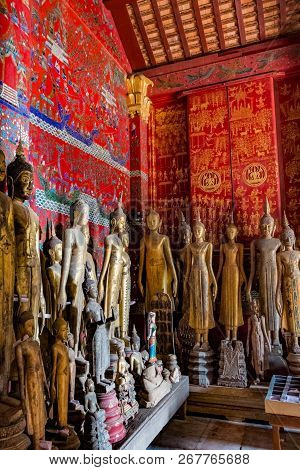 Ancient Buddha Statues At Wat Xieng Thong, Luang Prabang, Laos
