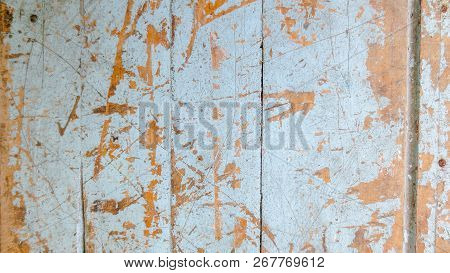 Wooden Old Grunge Skyblue Of Table At Thailand School, Old Table Background Texture