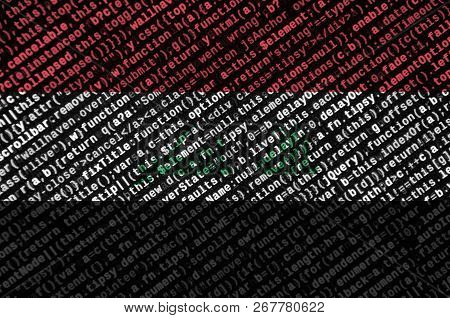 Iraq Flag  Is Depicted On The Screen With The Program Code. The Concept Of Modern Technology And Sit