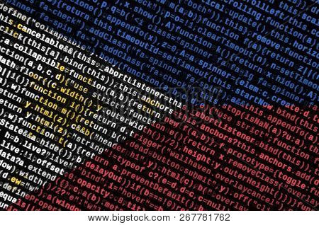 Philippines Flag  Is Depicted On The Screen With The Program Code. The Concept Of Modern Technology 
