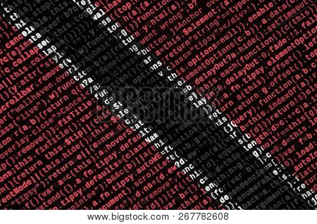 Trinidad And Tobago Flag  Is Depicted On The Screen With The Program Code. The Concept Of Modern Tec