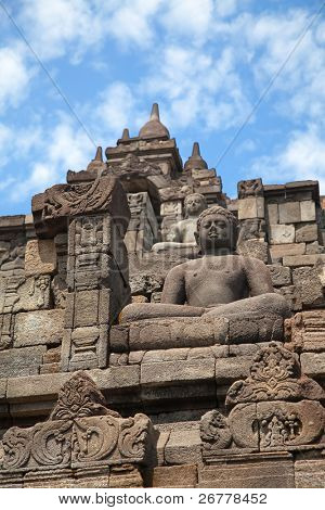 Chrám Borobudur poblíž Jogyakarta na ostrově Jáva, Indonésie