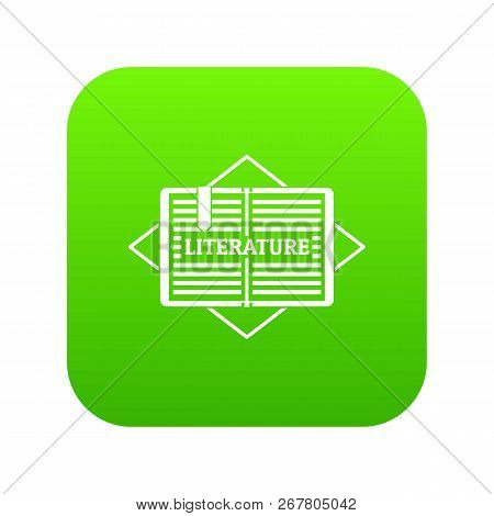 Literature Icon Green Vector Isolated On White Background