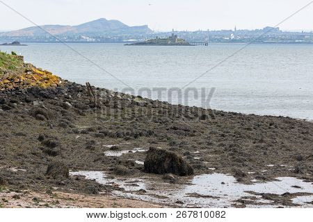 Skyline Edinburgh Seen From Inchcolm Island In Firth Of Forth