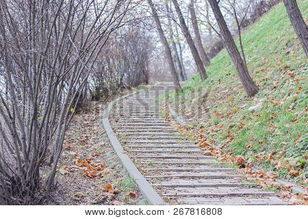 Stone Walkway Track In The Park In Kiev, Ukraine