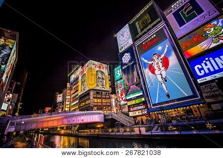 Dotonboti Street In Namba Is The Best Sightseeing Attraction And Famous Place In Osaka With Colorful
