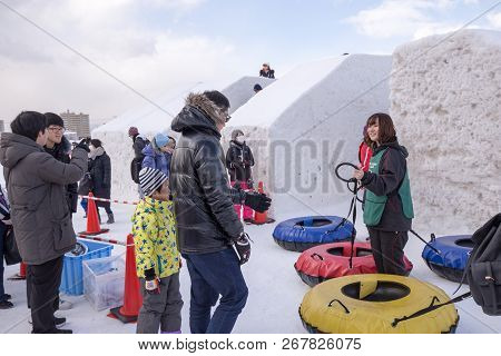Tsudome Site Of Sapporo Snow Festival, In Sapporo, Japan - February 2018 : The 69th Sapporo Snow Fes