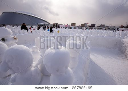 Tsudome Site Of Sapporo Snow Festival, In Sapporo, Japan - February 2018 : The 69th Sapporo Snow Fes