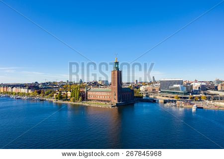 Drone Photo Over Stockholm City Hall