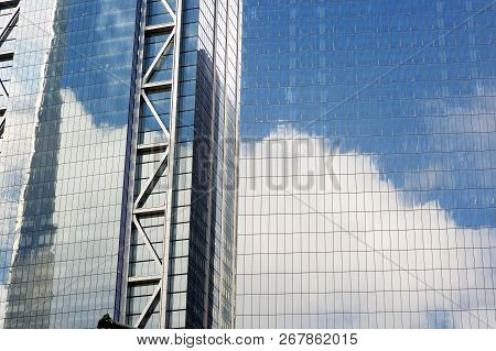 Wall Of New York Skyscrapers As Background.sightseeng Tour In Nyc.