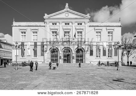 Palencia, Spain - March 27, 2016: View Of The Palencia City Hall Facade Decorated During Holy Week,