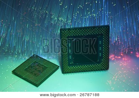 CPU computer technology fiber optic pohjalla