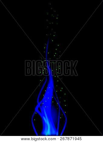 Abstract Green Fire With Sparks As A Background
