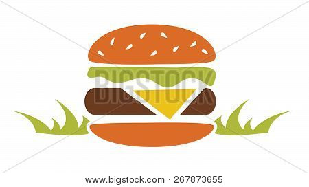 Hamburger With Cheese And Lettuce Flat Icon