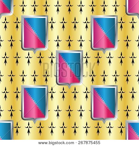 Vector Background With Geraldic Shield For Formalization Of Site, Design Projects, Textile Goods And