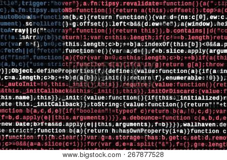 Liberia Flag  Is Depicted On The Screen With The Program Code. The Concept Of Modern Technology And 