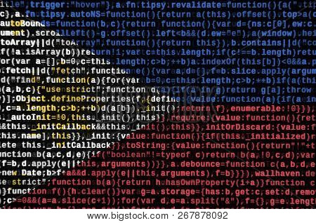 Philippines Flag  Is Depicted On The Screen With The Program Code. The Concept Of Modern Technology 