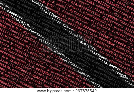 Trinidad And Tobago Flag  Is Depicted On The Screen With The Program Code. The Concept Of Modern Tec