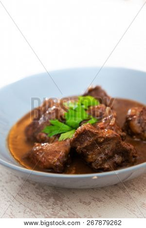 Homemade Beef cheek with wine sauce