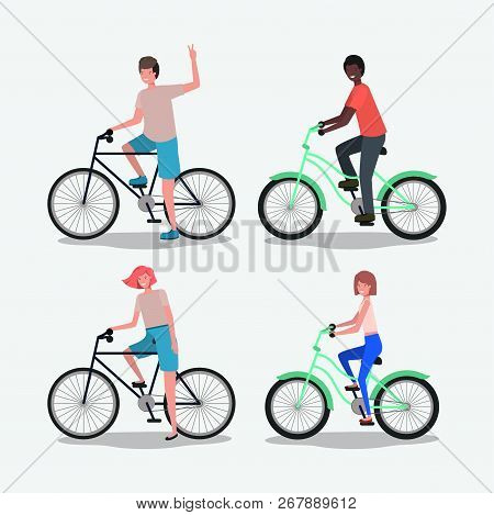 Group Of People On Bicycle Vector Illustration Design