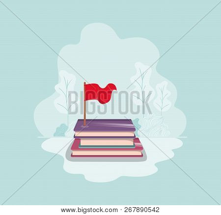 Text Book With Flag Isolate Icon Vector Illustration Design