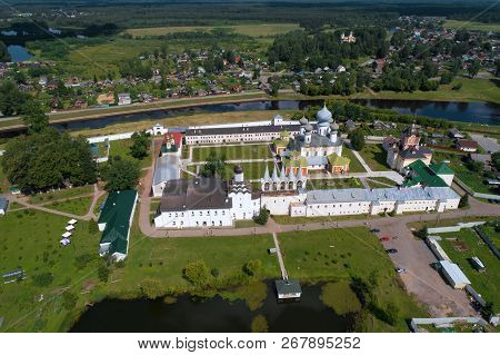 The Tikhvin Deiparous Uspensky Monastery In The Sunny July Afternoon (shooting From The Quadcopter).