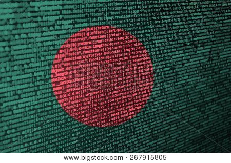 Bangladesh Flag  Is Depicted On The Screen With The Program Code. The Concept Of Modern Technology A