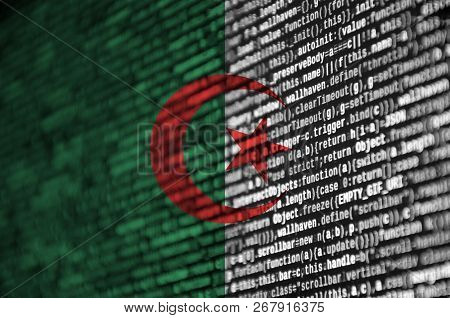 Algeria Flag  Is Depicted On The Screen With The Program Code. The Concept Of Modern Technology And 
