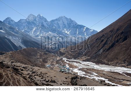 Pangboche Village On The Way To Everest Base Camp, Khumbu, Sagarmatha National Park, Nepal Himalaya