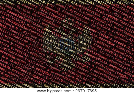 Montenegro Flag  Is Depicted On The Screen With The Program Code. The Concept Of Modern Technology A