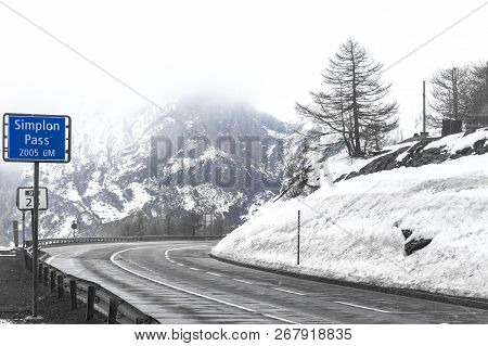 Spring Landscape On The Top Of Simplon Pass. May 2017