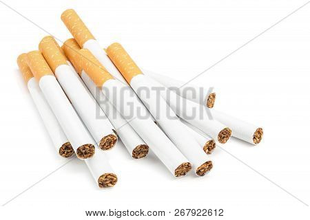 Classic Filter Cigarettes Isolated On White With Shadows