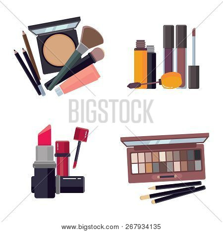 Woman Cosmetic. Makeup Beauty Accessories Bronzer Liquid Lipstick Nail Polish Mascara Makeup Pencil 