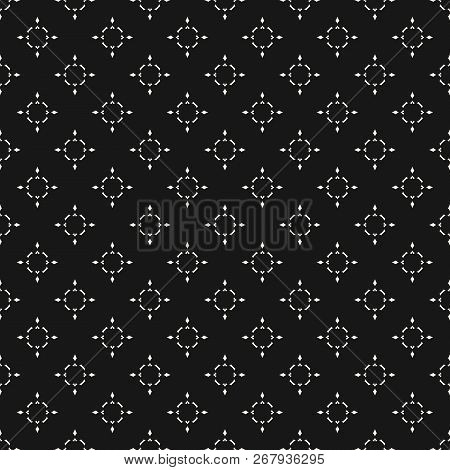 Subtle Vector Seamless Pattern With Small Diamond Shapes, Sparkles, Linear Figures. Simple Geometric