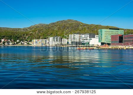View To The City Hammerfest In Norway.