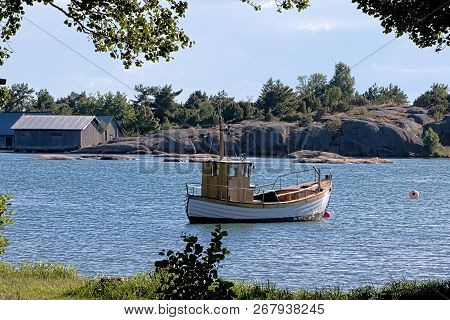 Old Wooden Boat In Karingsund, Aland Archipelago