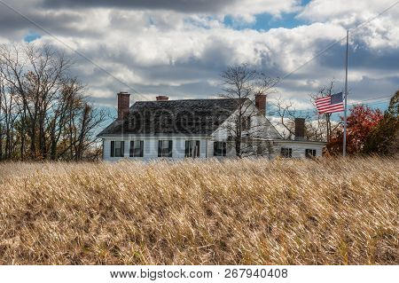 The Us Flag Flies Over The Historic Seabrook Wilson House In Bayshore Waterfront Park In Monmouth Co