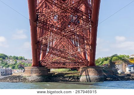 Forth Bridge Over Firth Of Forth Near Queensferry In Scotland