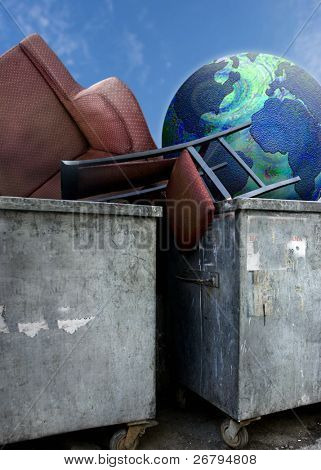 zblízka střílel z dirty kontejnery a zeměkoule