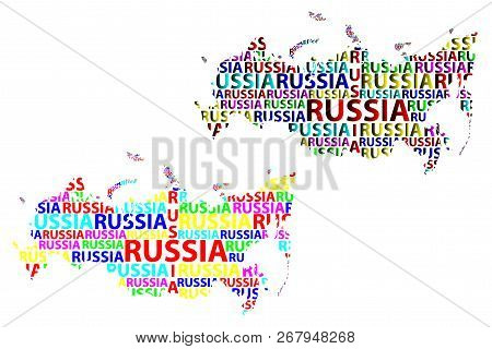 Sketch Russia Letter Text Map, Russian Federation - In The Shape Of The Continent, Map Russia - Colo