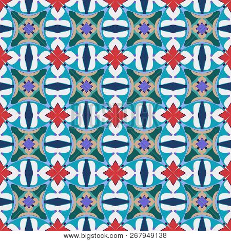 Bright Color Abstract Geometric Pattern, Vector Seamless