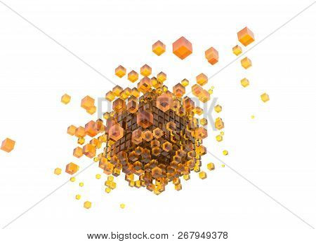 3d Render Yellow Cubes And White Background