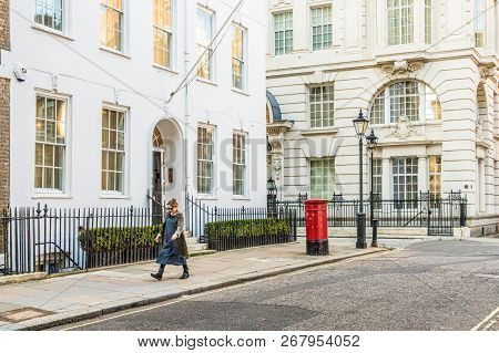 London. November 2018. A Typical Street In Westminster In London