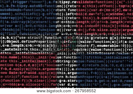 Dominican Republic Flag  Is Depicted On The Screen With The Program Code. The Concept Of Modern Tech