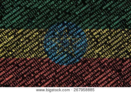 Ethiopia Flag  Is Depicted On The Screen With The Program Code. The Concept Of Modern Technology And