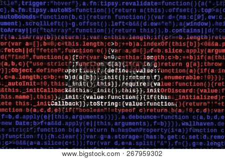 Cambodia Flag  Is Depicted On The Screen With The Program Code. The Concept Of Modern Technology And