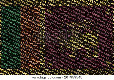 Sri Lanka Flag  Is Depicted On The Screen With The Program Code. The Concept Of Modern Technology An