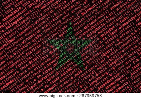 Morocco Flag  Is Depicted On The Screen With The Program Code. The Concept Of Modern Technology And 