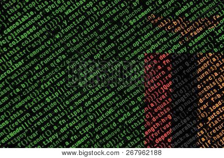 Zambia Flag  Is Depicted On The Screen With The Program Code. The Concept Of Modern Technology And S